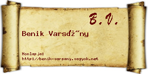 Benik Varsány névjegykártya